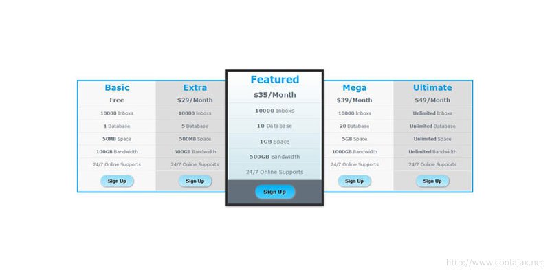 Create A Cool CSS3 Pricing Table Less Then 15 Min